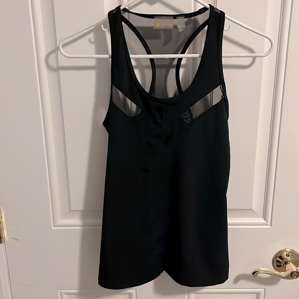 Zella Black Mesh Detail Tank Top